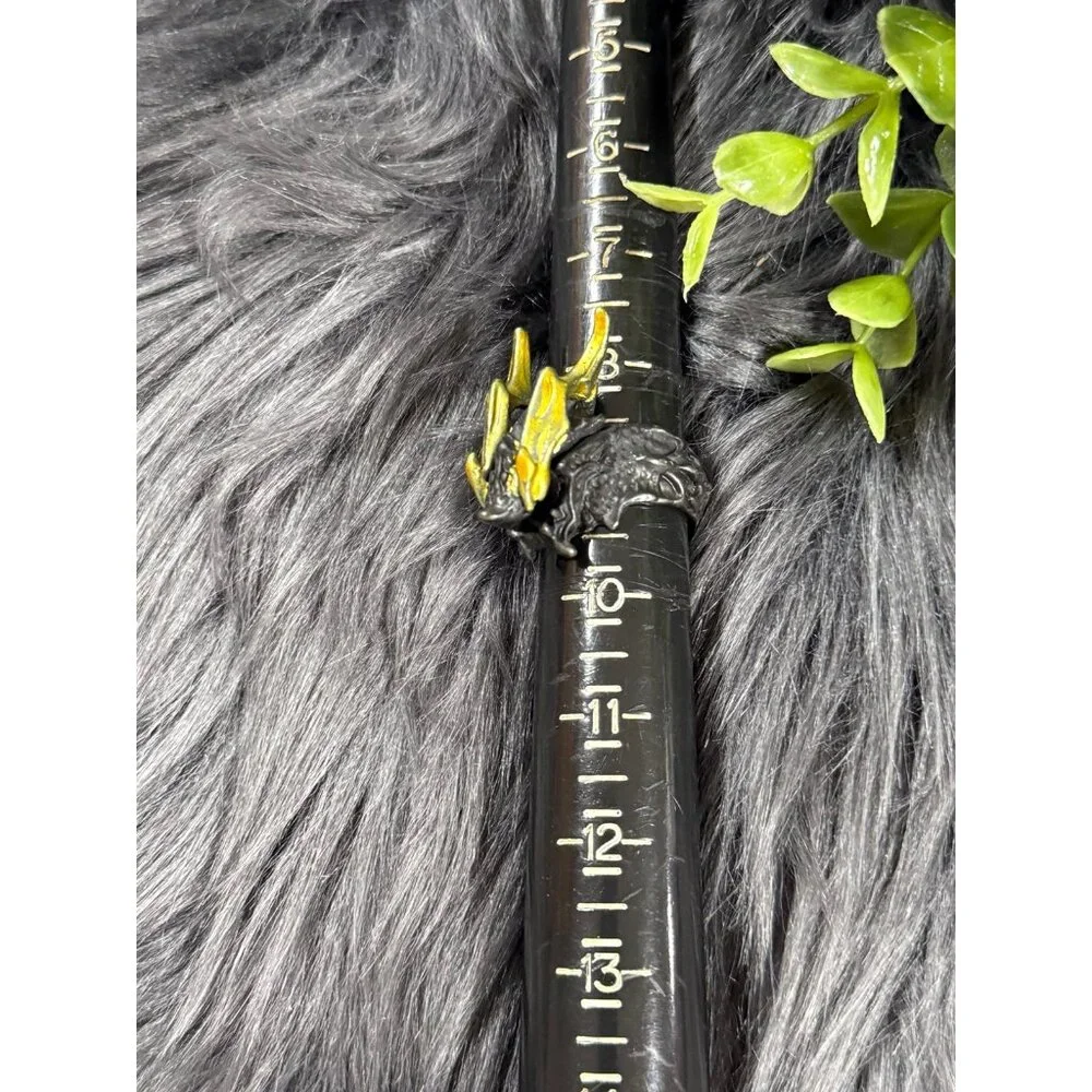 Black Band‎ Yellow Accent Dragon Ring
